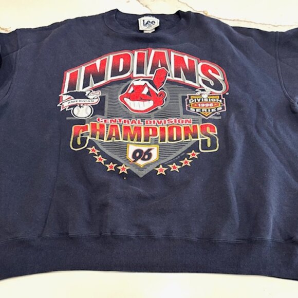 Rare VTG 1996 Cleveland Indians A.L. Central Division Champions Sweatshirt - XL - Picture 5 of 6